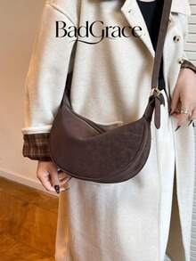 1pc Women's Fashion Solid Color Minimalist Shoulder Bag, PU Leather Material, Suitable For Dating, Shopping And Other Occasions - Coffee - View 7