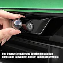 2/4pcs Rear Camera Rain Cover, Curved Black PVC Sunshade, Adhesive Backing Outdoor Parking Rearview Lens Protector, Car Reverse Rain Guard, Black PVC Self-Adhesive Waterproof Cover - A - View 7