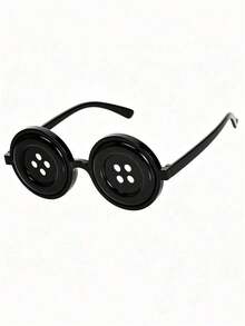 1pc Halloween Button Glasses - Party Character Costume Round Retro Glasses - Halloween Accessory For Outfit - Role-Playing Props - Multicolor - View 7