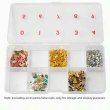 Clear-Lid Compartmentalized Nail Tip Storage Box – Organizer For False Nails And Nail Tips; Acrylic Container For Nail Care, Manicures, And Pedicures. - Multicolor - View 2