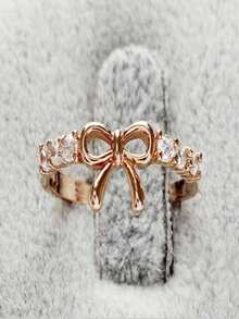 1 Pc Bow Rhinestone Open Ring For Women Fashion Index Finger Jewelry Gift - Multicolor - View 2
