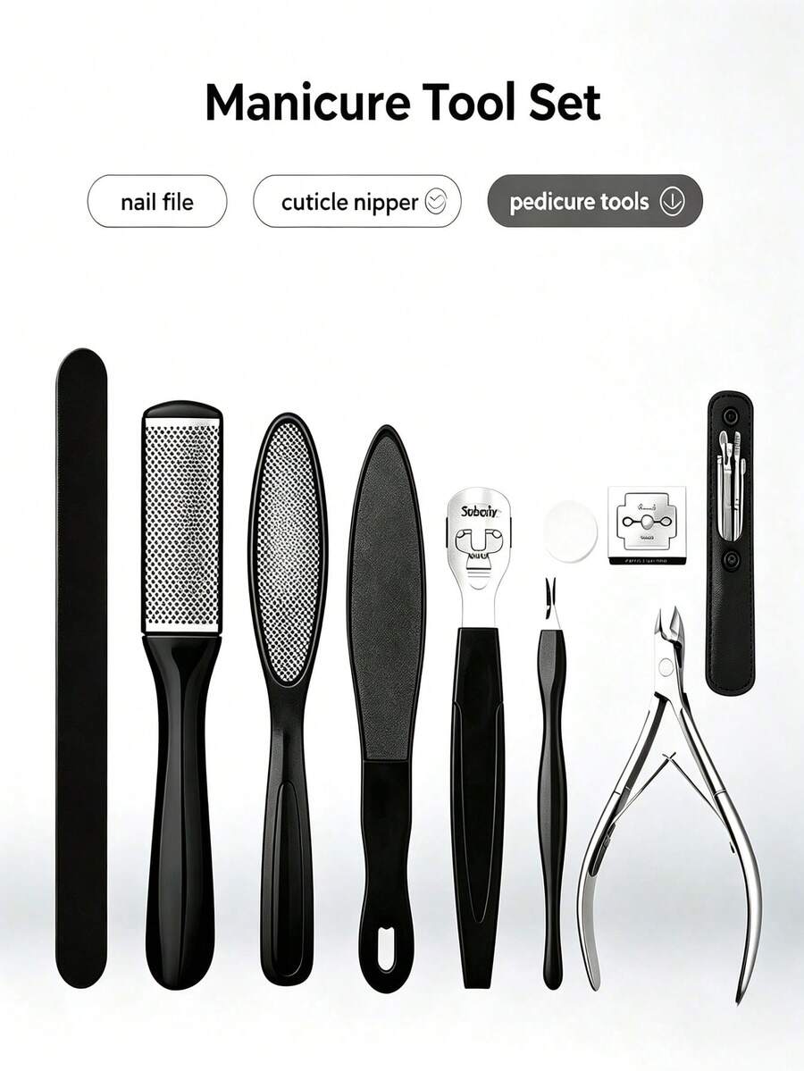 15pcs Foot Care Pedicure Tool Set, Stainless Steel Callus Remover Kit, Foot File, Cuticle Nipper, Dead Skin Scraper, Nail File, Multi‑Function Pedicure Kit For Home Salon Use, Remove Hard Skin Corns Dead Skin, Manicure Pedicure Supplies - Multicolor - View 1