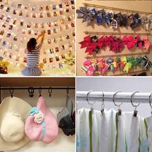 10pcs Metal Curtain Rings With Clips + 2pcs Magnetic Twist Rope Curtain Tiebacks, Suitable For Bedroom, Living Room Curtains, Home Decor Curtain Accessories - Multicolor - View 10