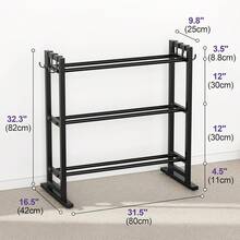 3 Tier Adjustable Dumbbell Rack, Weight Rack For Home Gym, 450 Lb Capacity With Extra Storage Hooks - Black - View 5