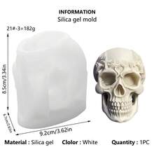 3pcs Halloween Skull Silicone Candle Mold, Halloween Element Plaster Mold - White - View 7