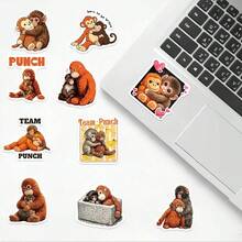 SCXXBSW 50pcs Cute Monkey Stickers, Aesthetic Cartoon Animal Vinyl Stickers With Funny Text, Waterproof, Suitable For Planner, Laptop, Water Bottle, Luggage, Scrapbook, Perfect For Animal Lovers - Multicolor - View 6