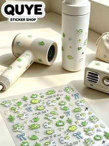 1 Set Aesthetic Green Apple Pattern Stickers, Planner Supplies, Decorative Stickers, Suitable For Phone, Camera, Earphones, Daily Decoration - Green Apple Stickers - View 1