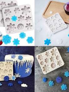 Snowflake Silicone Mold Christmas, Fondant Chocolate Candy Cake Decorating Mold, Non-Stick Reusable Baking Tool For Cupcake Toppers, Gum Paste, Polymer Clay & DIY Handmade Crafts, Easy Clean & Release - Beige - View 9