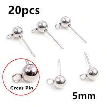 20pcs Stainless Steel Gold Color 3-6mm Ball Stud Earring Post Pins With Loop Connector For DIY Earrings Jewelry Making Accessories - Ball Stud Pins - View 20