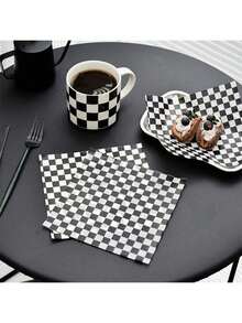 100 Sheets Black & White Checkerboard Wax Paper - Greaseproof Food Packaging Paper, Suitable For Sandwiches, Burgers, Fried Chicken - Stylish Kitchen Gadget, Disposable Accessory - Multicolor - View 6