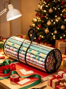 Christmas Wrapping Paper Storage Bag, Gift Wrapping Paper Organizer Bag, Suitable For Gift Wrapping Paper And Ribbons, Christmas Gift Wrapping Organizer Bag, Christmas Storage, Christmas Gifts, Halloween Gifts - Multicolor - View 2