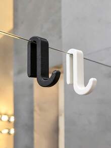 1/2pcs Minimalist Cabinet Hook, No-Drill Hanging Hook For Wooden Board Side, Mark-Free Hanging For Cloth And Towel, Removable Storage Accessory For Kitchen And Bathroom, Surface- - Hook Up - View 4
