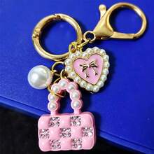 Gantungan Kunci Berbentuk Tas Tangan Warna Pink Mutiara Imitasi, Liontin Gantungan Tas Lucu, Hadiah untuk Perempuan, Hadiah Ulang Tahun untuk Sahabat Terbaik - Berwarna merah muda - View 8