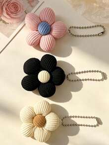 1pc Makeup Bag DIY Pendant, Fashion Flower Keychain Charm, Handmade DIY Flower Pendant, Five Petal Design, DIY Jewelry Charm Suitable For Makeup Bag, Keychain, Pencil Case, Etc. - Multicolor - View 1