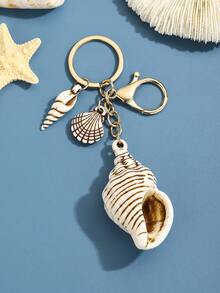 DIY Handmade Hot-Selling New Creative Ocean Creature Realistic Acrylic Shell & Conch Keychain, 1pc Beach Vacation Series Cute Ocean Style Heart Shell & Conch Keychain Pendant, Women's Bag Keychain Charm, Event Gift, Suitable For Daily Use, Gift For Best Friends - Multicolor - View 11