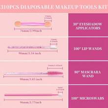 310pcs Disposable Makeup Brush Set With Storage Box, Includes Mascara Brush, Eyeshadow Brush, Lip Brush And Mini Applicator - Multicolor - View 4