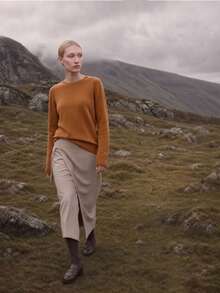 100% Pure Wool Merino Sweater, Warm Knitted Top, Soft Skin-Friendly, Khaki Color, Pullover Cardigan, Autumn/Winter - Khaki - View 4