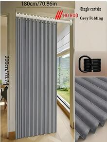1pc Fashionable Foldable Door Curtain - Heat Insulation Function, Textured Polyester Material, Comes With Installation Hooks, Suitable For Living Room, Bedroom Or Kitchen, Can Be Used To Create Private Space Or As Room Decoration Curtain. Modern Style Curtain Made Of Polyester, Suitable For Living Room Curtain. - Multicolor - View 26