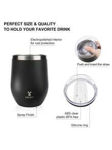 Meoky 12oz Solid Color Egg-Shaped Stainless Steel Travel Mug With Spill-Proof Lid - Black - 12oz Egg Cup - Black - View 3