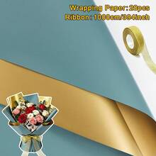 20/10/1 Set, Dual-Color Gilded Colored Paper, Floral Wrapping Paper, Gift Wrapping Paper, Bouquet Decoration, With Gold Ribbon, Florist, Handmade DIY Materials, Valentine's Day, Christmas, Mother's Day, Birthday, Wedding, Opening Celebration - View 31