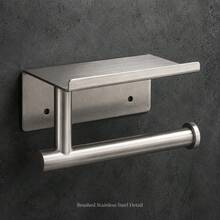 Wall-Mounted Toilet Paper Holder Bathroom Storage Rack No-Drill Stainless Steel Toilet Paper Holder Bathroom Tissue Box - Multicolor - View 1