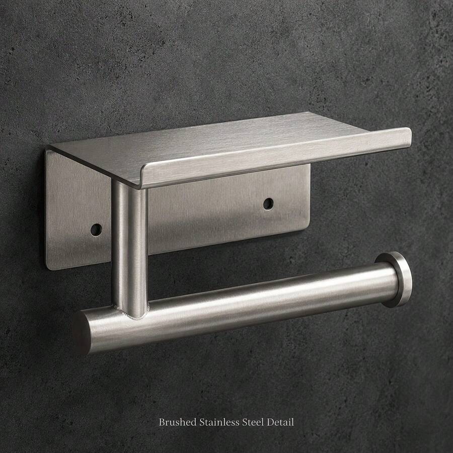 Wall-Mounted Toilet Paper Holder Bathroom Storage Rack No-Drill Stainless Steel Toilet Paper Holder Bathroom Tissue Box - Multicolor - View 1