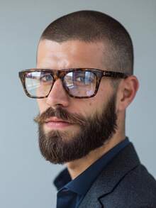 1 Pair Men's Leopard Print Square Frame Rivet Decor Fashion Plain Lens Glasses - Multicolor - View 1