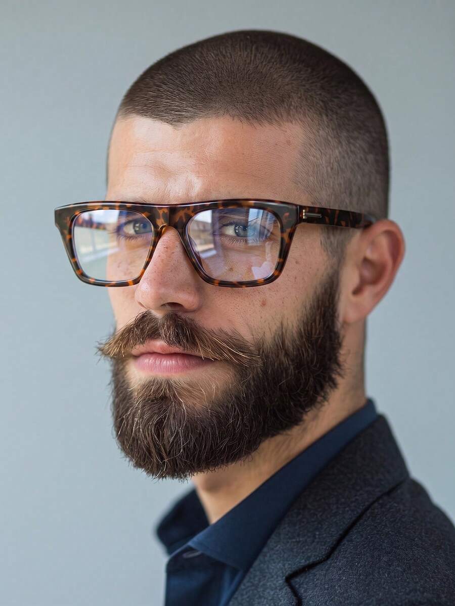 1 Pair Men's Leopard Print Square Frame Rivet Decor Fashion Plain Lens Glasses - Multicolor - View 1