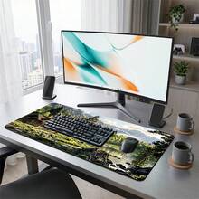 Landscape Nature Pattern Extra Long Gaming Mouse Pad And Desk Mat Set, Non-Slip Durable Rubber Base, Smooth Surface, Suitable For Computer Laptop Office Home, Abstract Art Decoration, Back To School Supplies - A - View 5