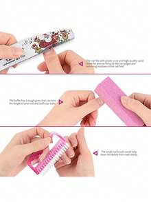 12pcs Nail Art Tool Set 100/180 Grit Nail File, Polishing Strip, Cuticle Nipper, Cuticle Pusher, Cleaning Brush, Christmas Manicure Kit - Multicolor - View 4
