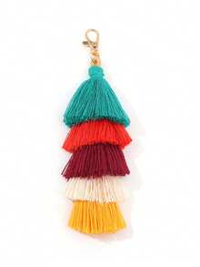 1pc Colorful Bohemian Style Pom Pom Tassel Keychain, Wristlet Key Ring & Bag Charm Decor, Suitable For Women Handbags, Wallets, Backpacks And Car Keys - Multicolor - View 11