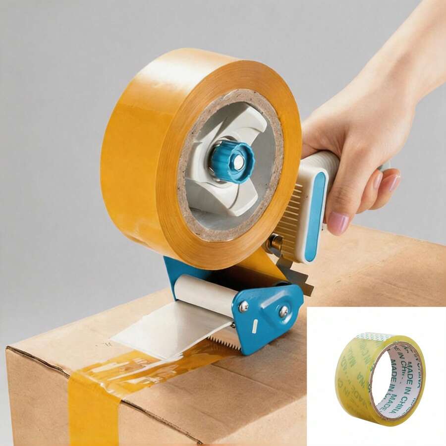 1pc Packing Tape Gun Set With 30m Tape, Handheld Packaging Tape Dispenser, Metal Cutter, Carton Sealing Tool, Suitable For Home Moving, Warehouse, Office And Express Packaging - Sets - View 1