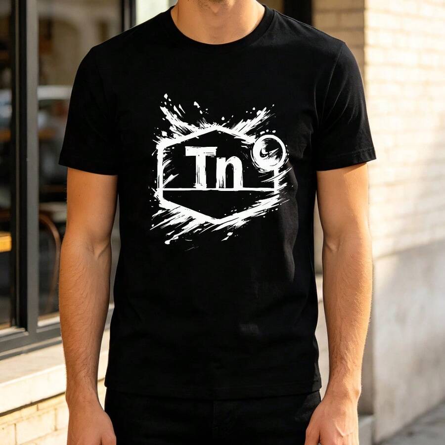 Men's Short Sleeve T-Shirt - Summer Quick Dry Crew Neck Tee With Hand-Painted Hexagon Ink Dot Print, Streetwear - Black - View 1