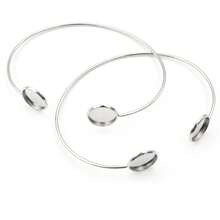 1 Piece 12mm Inner Size Double Trays Stainless Steel Bangle Bracelet Cabochons Blank Base Setting Bezel Trays DIY Jewelry Making Accessories - Bracelet Base - View 7