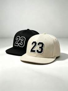 1pc Men Number 23 Embroidered Snapback Cap Adjustable Flat Brim Baseball Hat For Sports Hip‑Hop Street Party Travel Daily Outdoor Wear - Multi-color - View 9