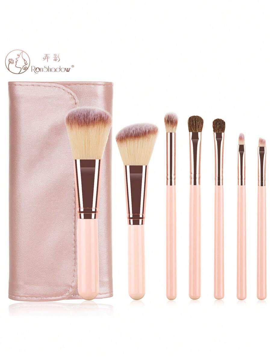 7pcs Small Grape Makeup Brush Set With PU Slot Storage Bag, Gradient Soft Bristles, Fluffy And Skin-Friendly, Non-Irritating, Picks Up Powder Gently With Minimal Fallout, Suitable For Daily Home Light Makeup, Easily Complete Basic Full Face Makeup - Multicolor - View 1