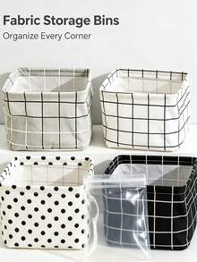 Polka Dot Storage Box With Handle, Foldable Storage Basket, Modern Open-Top Organizer, Polyester Canvas Material, Suitable For School, Office, Vanity, Room Decor, Home Decor, Cosmetics, Handicrafts, Shelf Basket, School Supplies - Multicolor - View 11