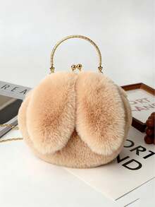Autumn/Winter Healing Style Fluffy Rabbit Ear Metal Clasp Bag, Multi-Color Options, Handheld/Crossbody Dual-Use Girl's Bag - Multicolor - View 16