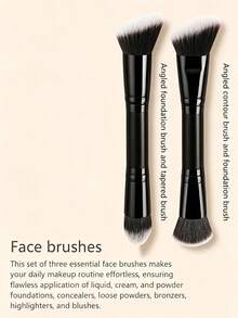 7/6/5/3pcs Dual-Ended Makeup Brush Set - Professional Soft Synthetic Bristle Makeup Brushes, Suitable For Foundation, Blush, Eyeshadow And Eyebrow Makeup, Essential Makeup Tools For Daily Use. - Black - View 4