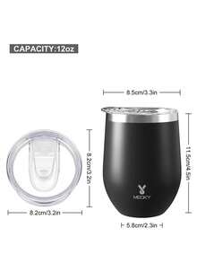 Meoky 12oz Solid Color Egg-Shaped Stainless Steel Travel Mug With Spill-Proof Lid - Black - 12oz Egg Cup - Black - View 4