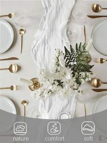1pc White Sheer Yarn Table Runner, Long Sheer Tablecloth For Birthday, Baby Shower, Wedding Party, Rustic Wedding, Bridal Shower, Banquet, And Anniversary Party Table Decor. Perfect For Family Holiday Parties, Home Kitchen Dining Table Centerpieces, - Multicolor - View 6