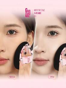 GUOXIAONIU 1Pc Leopard Print Makeup Sponge, Large Round‑Pointed Design, Ultra Soft Skin‑Friendly, Wet & Dry Dual‑Use, Full Coverage Concealer For Foundation & Setting Powder, With Storage Case, Portable Exquisite Gift Cosmetic Tool - Leopard Print - View 3