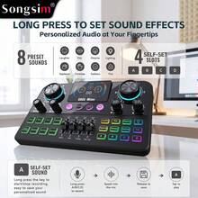Songsim-SX03 Professional Vocal Mixer, Dedicated Sound Card For Live Streaming/Recording, Supports EQ Adjustment, Track Control, Reverb Adjustment, Bluetooth Accompaniment Multi-Function Digital Sound Card, Suitable For Live Streaming, Recording, Gaming, Singing, Musical Instruments - Multicolor - View 2