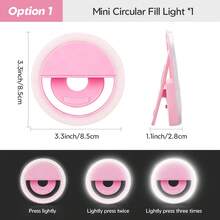 AXNEN 36 LED 自拍環形補光燈升級版，150mAh 電池，USB 充電便攜式，圓形夾式，適用於智慧型手機、筆記型電腦、攝影、相機與影片，適合女孩化妝與自拍 - 淺粉色 - 查看 11