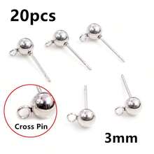 20pcs Stainless Steel Gold Color 3-6mm Ball Stud Earring Post Pins With Loop Connector For DIY Earrings Jewelry Making Accessories - Ball Stud Pins - View 14
