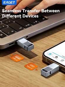 EAGET Flash Drive USB C 2-in-1, USB-A & Type C Logam Putar 360°, Stik Memori OTG Kecepatan Tinggi untuk Ponsel, Tablet & Komputer - View 6