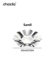 choxila 1pc Lotus Leaf Design Stainless Steel Decorative Tray, Curved Petal Snack And Jewelry Storage Dish, Multi-Functional Storage Tray For Living Room Decor And Daily Home Use - Tray - View 10