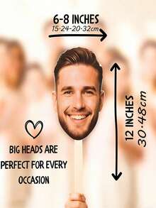 Custom Photo Mask Personalized Wedding Big Head Hollow Portrait Handheld Stick Face Cutout Party Decoration Accessory Upload Your Photo Suitable For Birthday, Birthday Party Costume - Multicolor - View 10