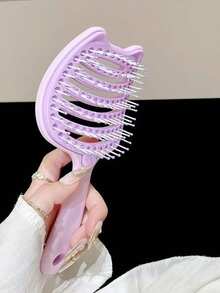1件裝女用自清潔理髮梳，防糾結易清洗乾濕兩用便攜按摩髮刷，ABS材質馬卡龍氣墊造型梳 - 彩色 - 查看 5