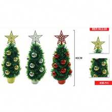 Mini Tabletop Christmas Tree 40cm PVC Holiday Tree With Star Top And Bauble Decor - Silver - View 8